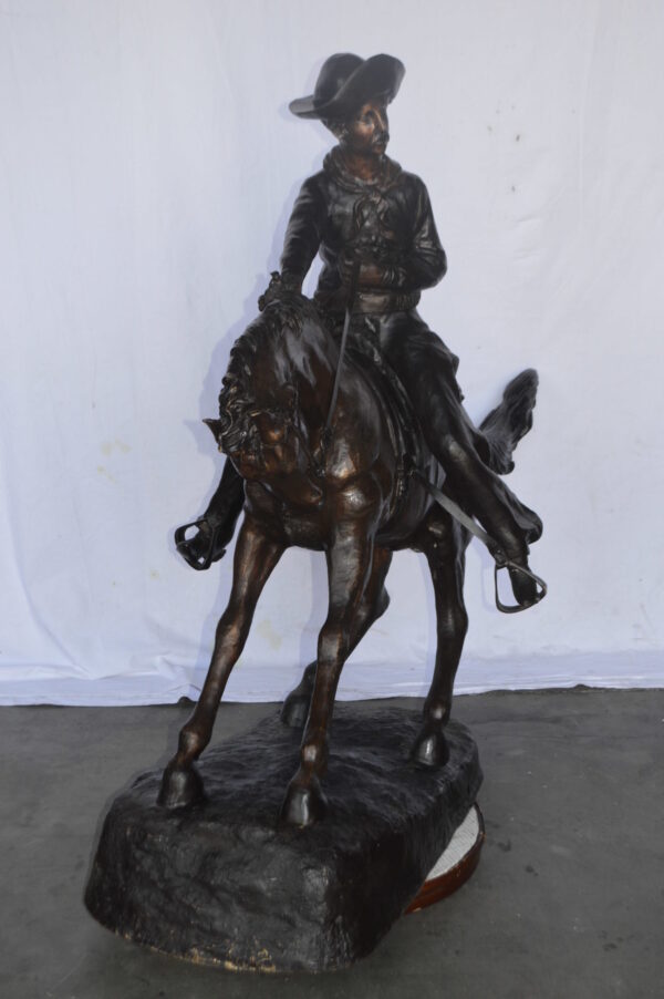 Giant Cowboy Remington bronze statue - Size: 66"L x 30"W x 58"H. - Image 5