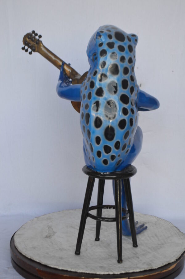 Guitar Playing Blue Frog Bronze Statue - Size: 23"L x 21"W x 29"H. - Image 7