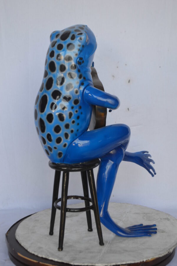 Guitar Playing Blue Frog Bronze Statue - Size: 23"L x 21"W x 29"H. - Image 8