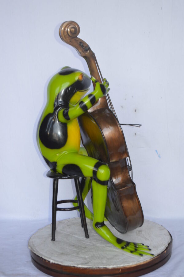 Green Frog Playing the Cello Bronze Statue - Size: 26"L x 18"W x 25"H. - Image 5