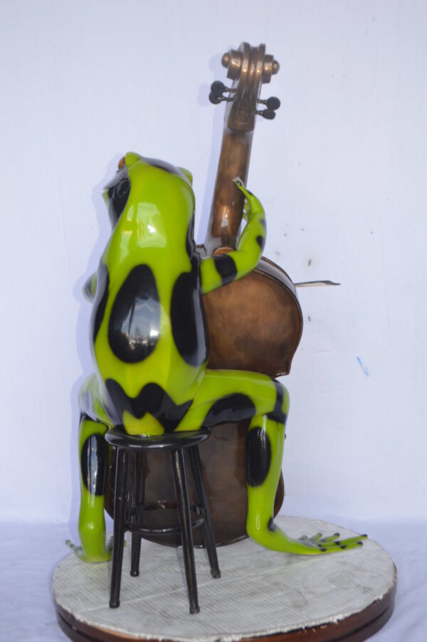 Green Frog Playing the Cello Bronze Statue - Size: 26"L x 18"W x 25"H. - Image 6