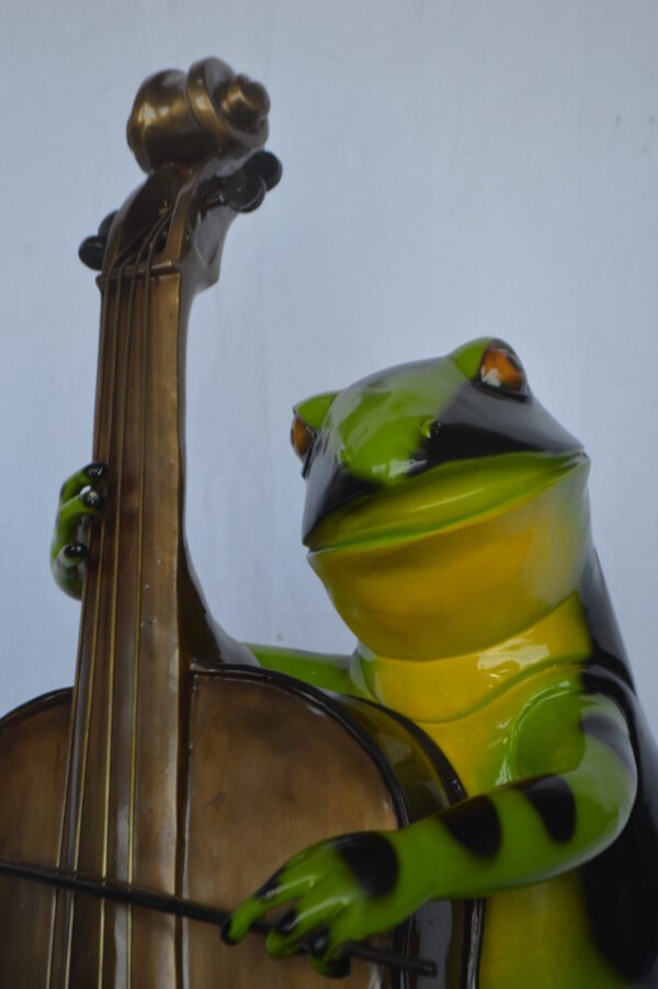 Green Frog Playing the Cello Bronze Statue - Size: 26"L x 18"W x 25"H. - Image 11