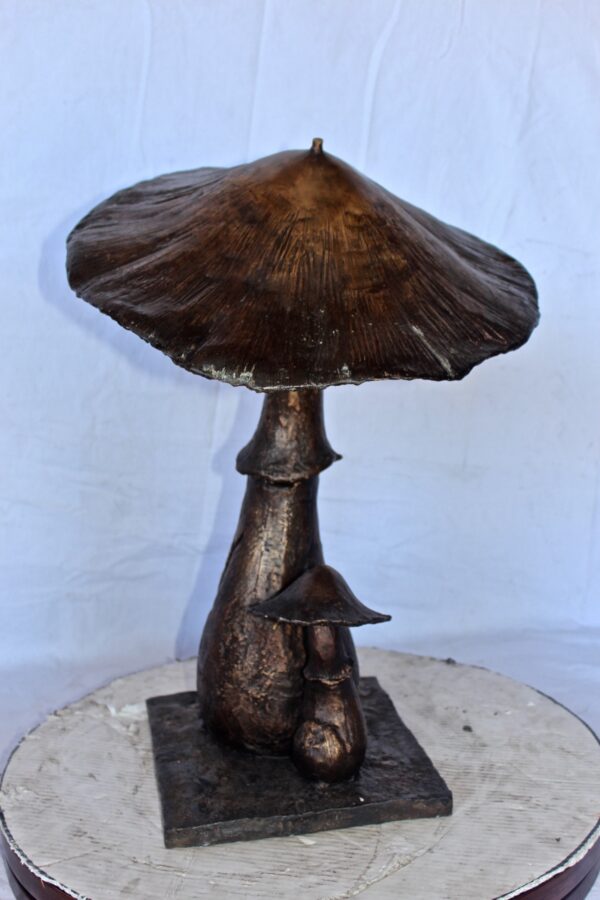 Leaning mushroom bronze statue fountain -  Size: 18"L x 17"W x 24"H. - Image 3