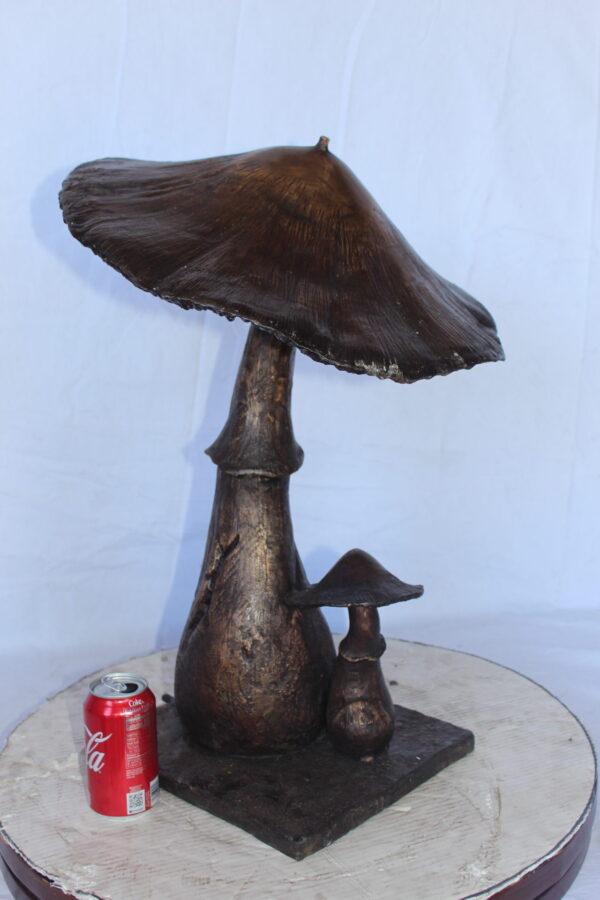 Leaning mushroom bronze statue fountain -  Size: 18"L x 17"W x 24"H. - Image 4