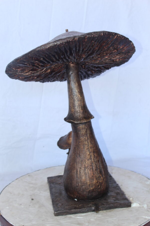 Leaning mushroom bronze statue fountain -  Size: 18"L x 17"W x 24"H. - Image 7