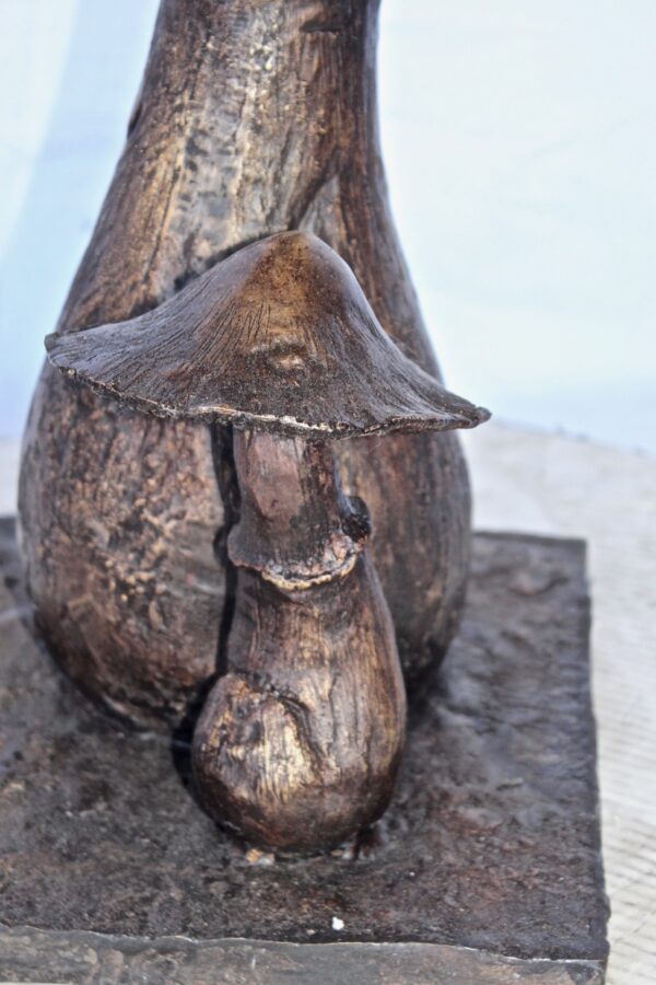 Leaning mushroom bronze statue fountain -  Size: 18"L x 17"W x 24"H. - Image 12