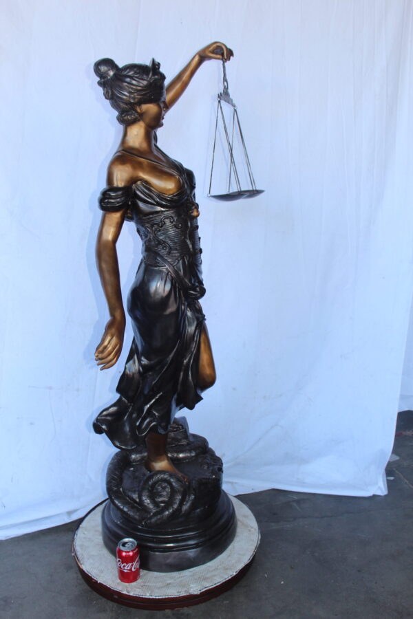 Lady Justice carrying scale bronze statue -  Size: "L x "W x "H. - Image 5