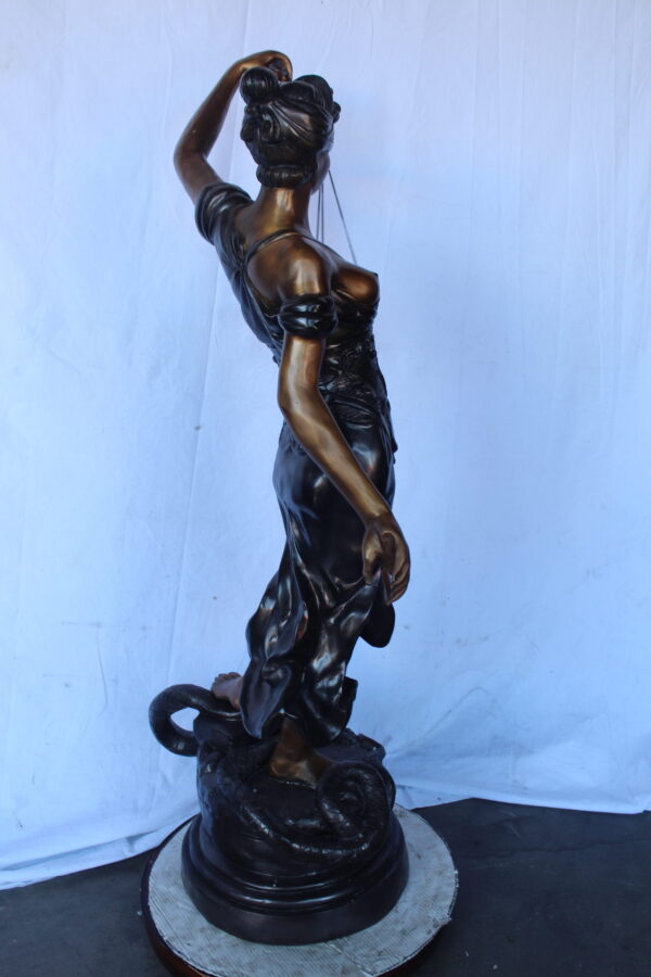 Lady Justice carrying scale bronze statue -  Size: "L x "W x "H. - Image 6