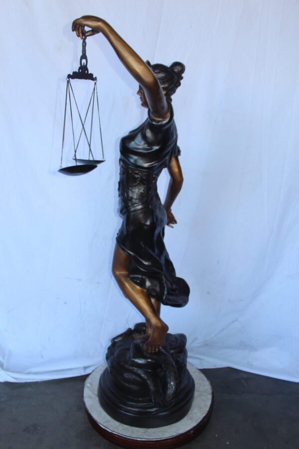 Lady Justice carrying scale bronze statue -  Size: "L x "W x "H. - Image 8