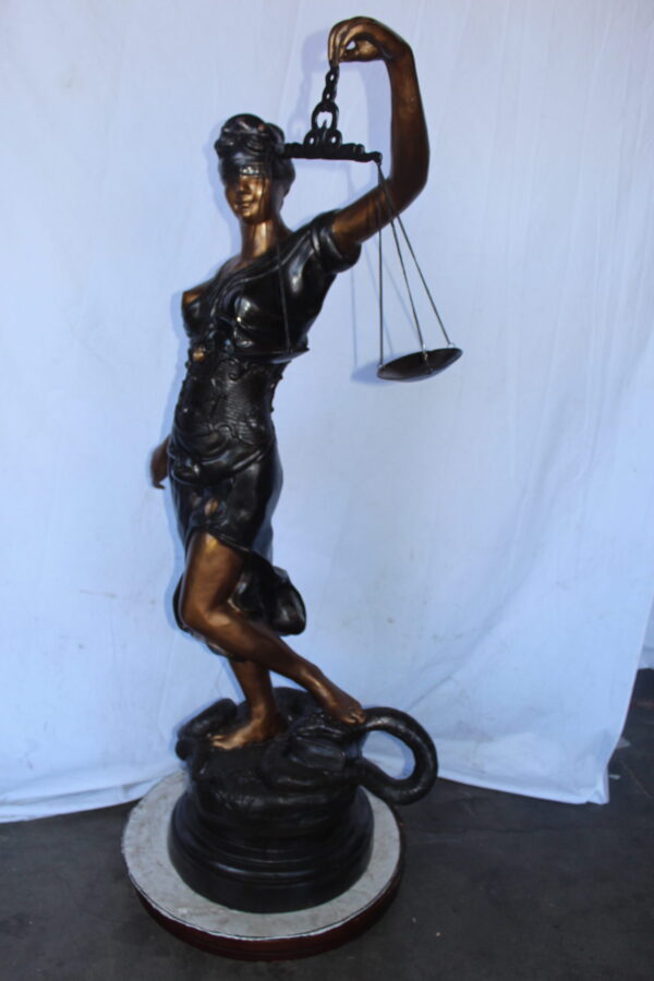 Lady Justice carrying scale bronze statue -  Size: "L x "W x "H. - Image 9
