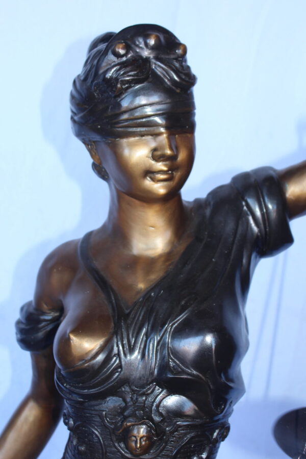 Lady Justice carrying scale bronze statue -  Size: "L x "W x "H. - Image 10