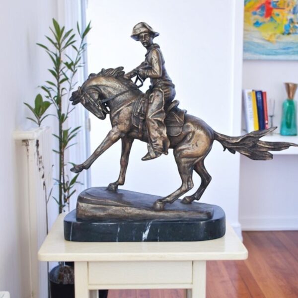 Remington replica Cowboy bronze statue -  Size: 5"L x 15"W x 13"H. - Image 3