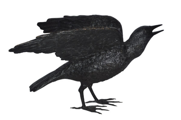 Raven with Open Wings Bronze Statue - Size: 16"L x 25"W x 15"H. - Image 3