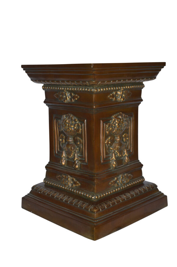 Detailed Large and Heavy Square Bronze Pedestal - Size: 18"L x 18"W x 24"H.