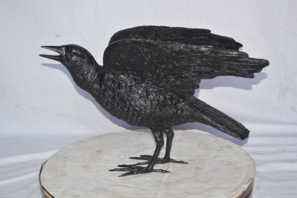 Raven with Open Wings Bronze Statue - Size: 16"L x 25"W x 15"H. - Image 4