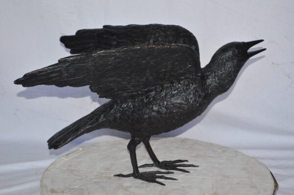 Raven with Open Wings Bronze Statue - Size: 16"L x 25"W x 15"H. - Image 8