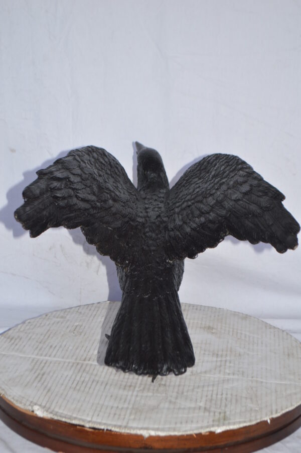 Raven with Open Wings Bronze Statue - Size: 16"L x 25"W x 15"H. - Image 10