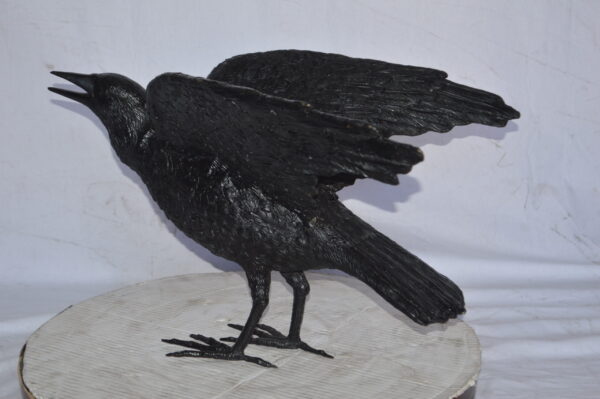 Raven with Open Wings Bronze Statue - Size: 16"L x 25"W x 15"H. - Image 11