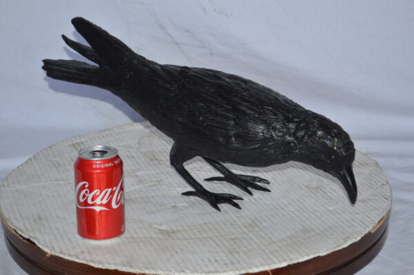 Raven with his head down Bronze Statue - Size: 22"L x 6"W x 11"H. - Image 6