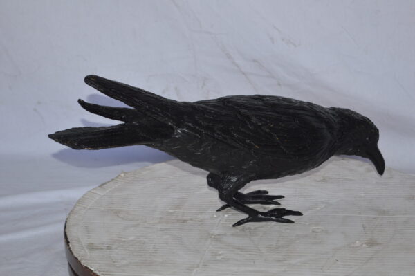 Raven with his head down Bronze Statue - Size: 22"L x 6"W x 11"H. - Image 8