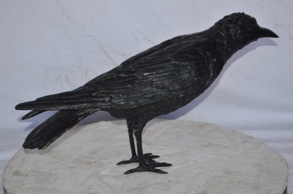 Raven with his head up Bronze Statue - Size: 23"L x 6"W x 13"H. - Image 8