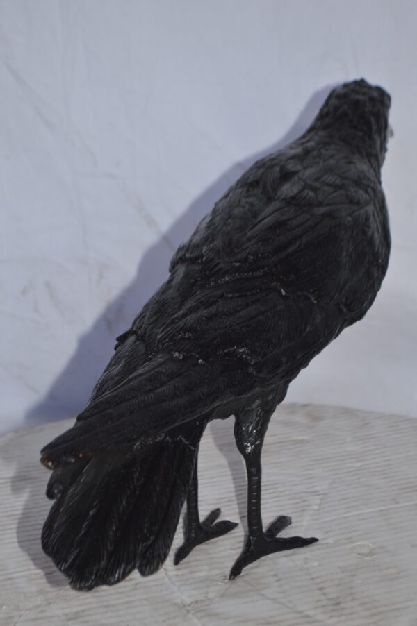 Raven with his head up Bronze Statue - Size: 23"L x 6"W x 13"H. - Image 9