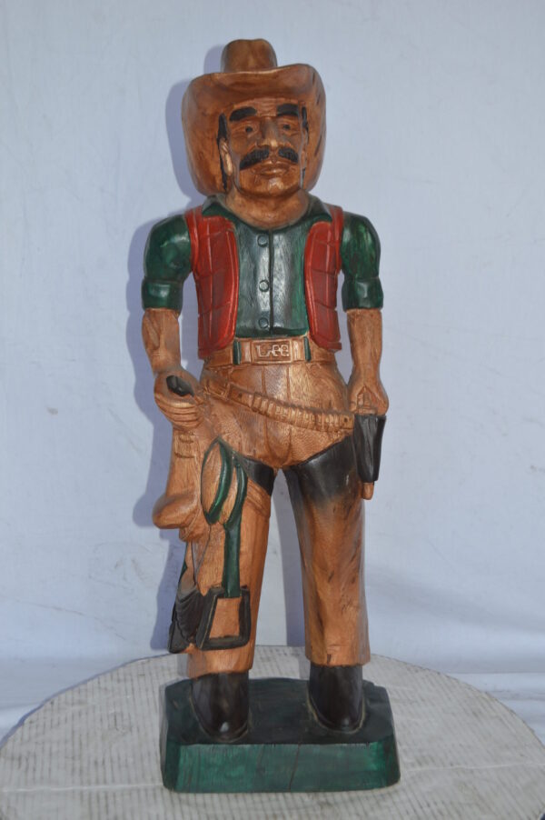 Cowboy Made of Wood Statue - Medium - Size: 8"L x 10"W x 30"H. - Image 10