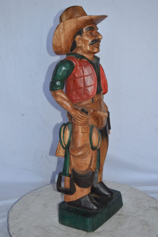 Cowboy Made of Wood Statue - Medium - Size: 8"L x 10"W x 30"H. - Image 7