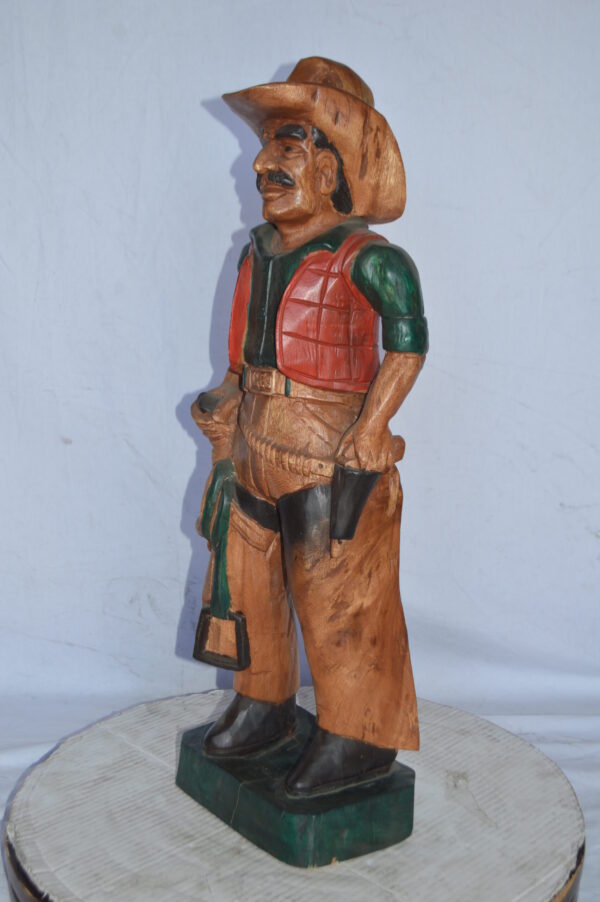 Cowboy Made of Wood Statue - Medium - Size: 8"L x 10"W x 30"H. - Image 3