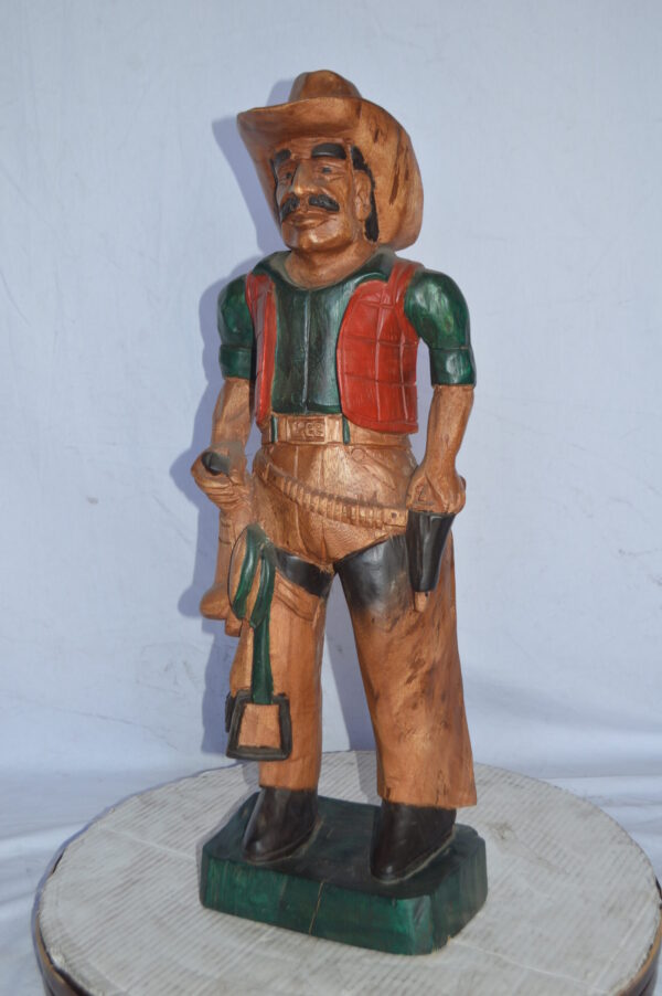 Cowboy Made of Wood Statue - Medium - Size: 8"L x 10"W x 30"H. - Image 2