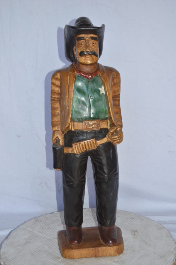 Sheriff Made of Wood Statue - Size: 6"L x 9"W x 30"H. - Image 3
