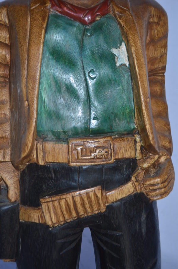 Sheriff Made of Wood Statue - Size: 6"L x 9"W x 30"H. - Image 4