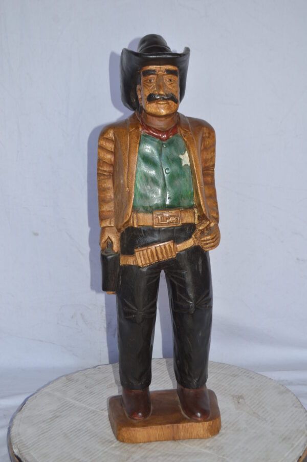 Sheriff Made of Wood Statue - Size: 6"L x 9"W x 30"H. - Image 11
