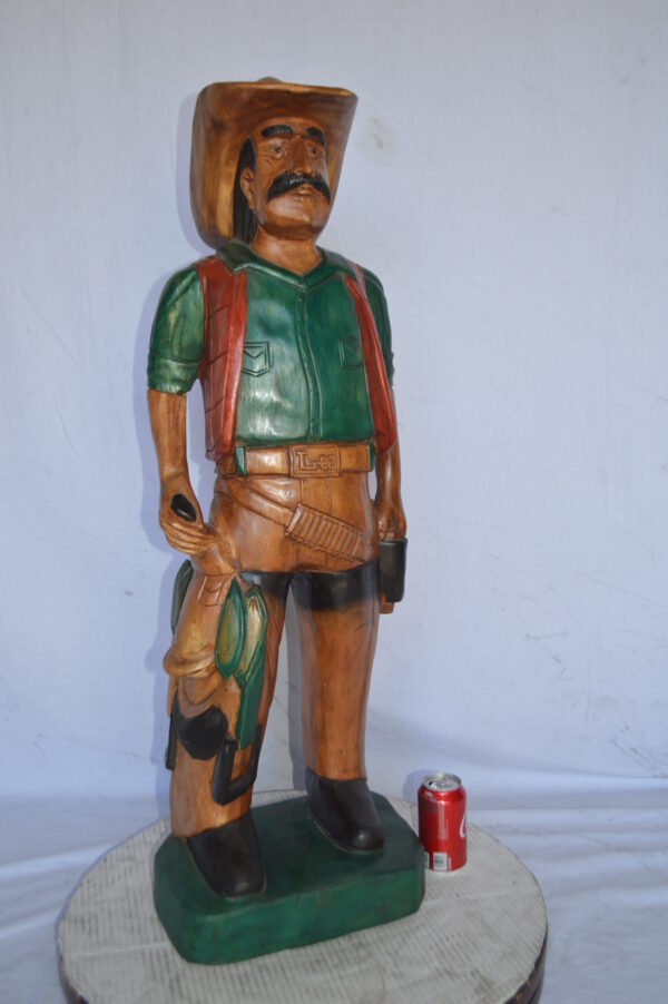Cowboy Made of Wood Statue - Large - Size: 6"L x 10"W x 31"H. - Image 4