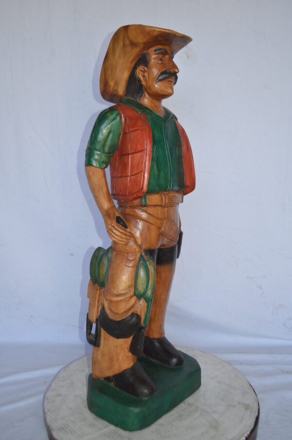 Cowboy Made of Wood Statue - Large - Size: 6"L x 10"W x 31"H. - Image 5