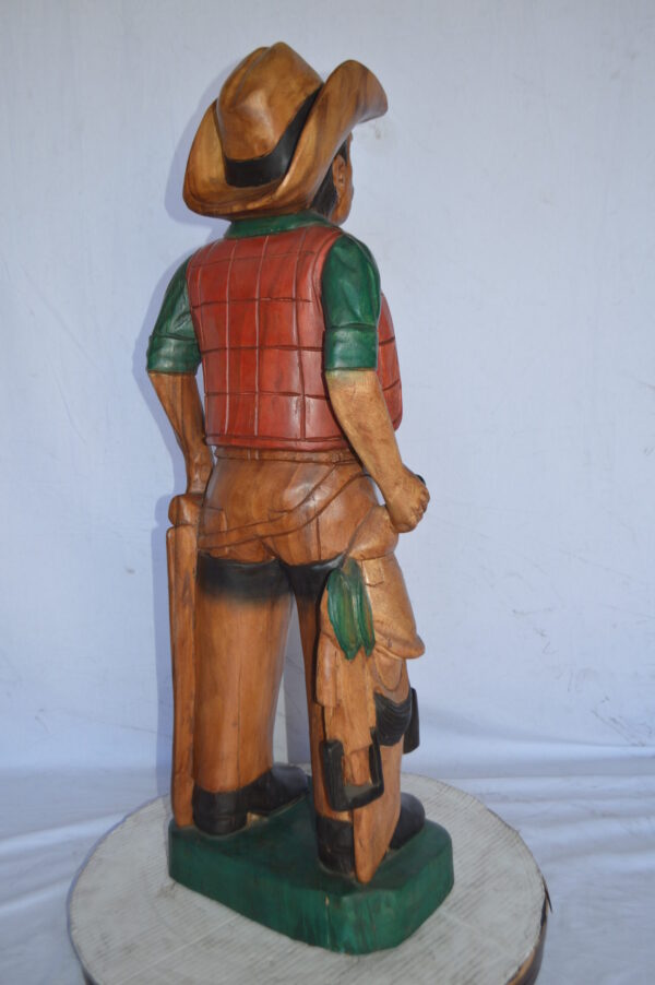 Cowboy Made of Wood Statue - Large - Size: 6"L x 10"W x 31"H. - Image 6