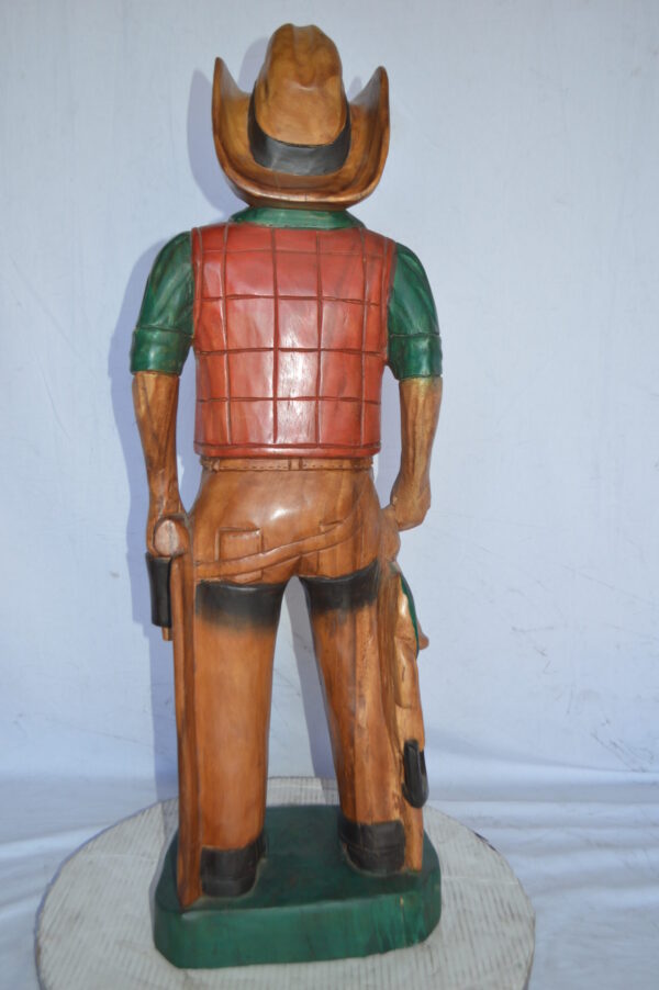 Cowboy Made of Wood Statue - Large - Size: 6"L x 10"W x 31"H. - Image 7
