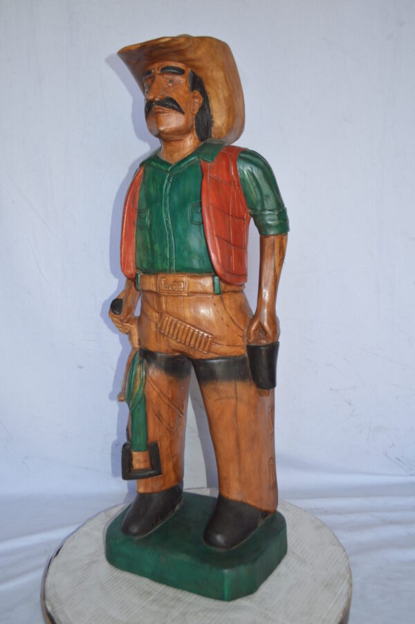 Cowboy Made of Wood Statue - Large - Size: 6"L x 10"W x 31"H. - Image 8