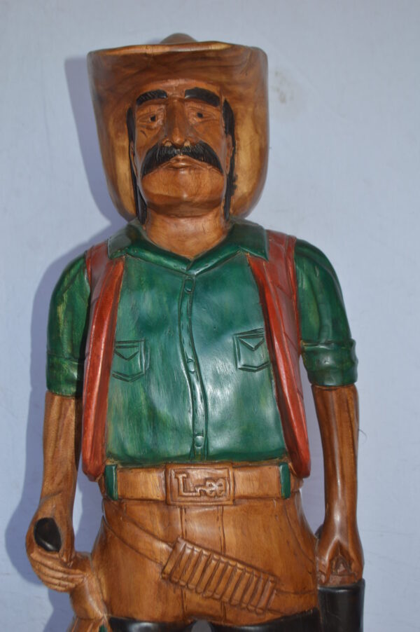 Cowboy Made of Wood Statue - Large - Size: 6"L x 10"W x 31"H. - Image 9