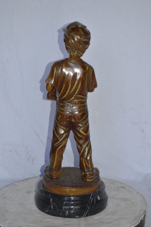 Young Baseball Pitcher Bronze Statue - Size: 12"L x 12"W x 28"H. - Image 8