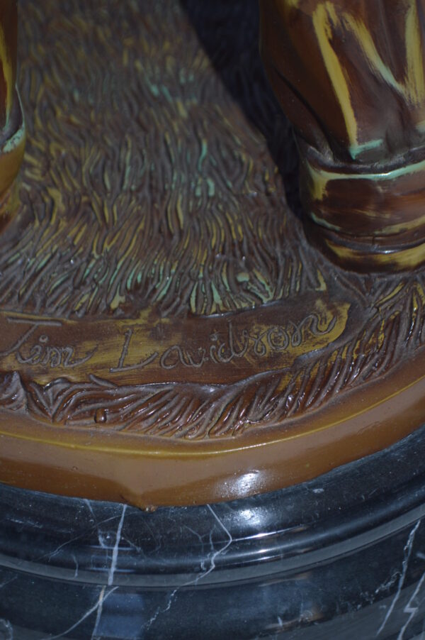 Young Baseball Pitcher Bronze Statue - Size: 12"L x 12"W x 28"H. - Image 9