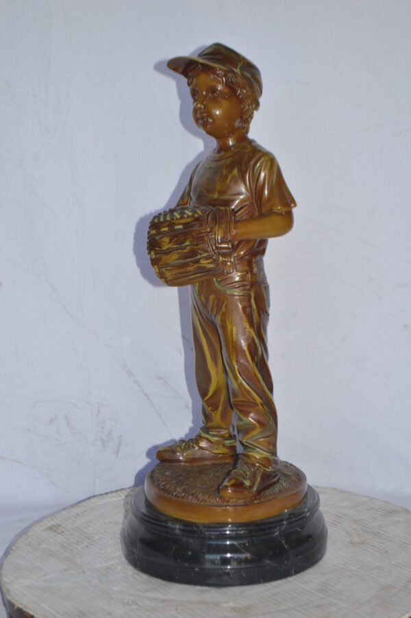 Young Baseball Pitcher Bronze Statue - Size: 12"L x 12"W x 28"H. - Image 11