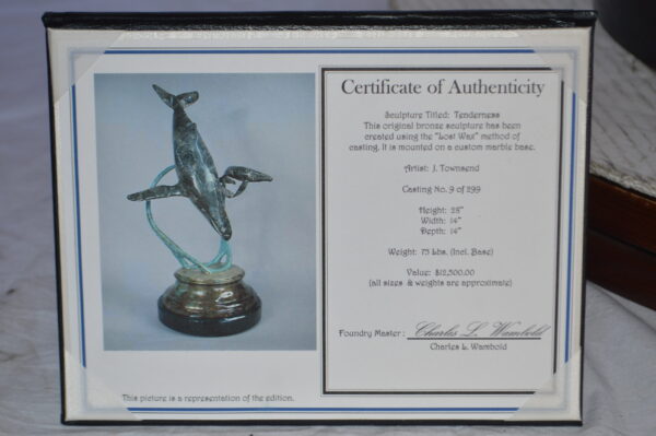 Tenderness Blue Whale Bronze Statue by J. Townsend - Size: 20"L x 14"W x 29"H. - Image 5