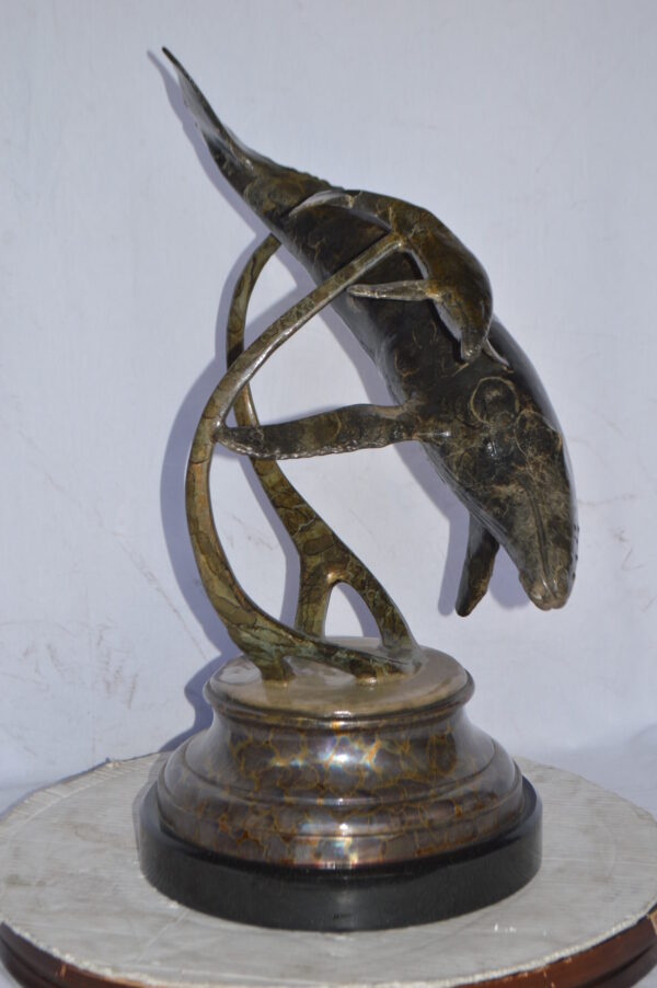 Tenderness Blue Whale Bronze Statue by J. Townsend - Size: 20"L x 14"W x 29"H. - Image 6