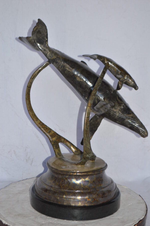 Tenderness Blue Whale Bronze Statue by J. Townsend - Size: 20"L x 14"W x 29"H. - Image 7