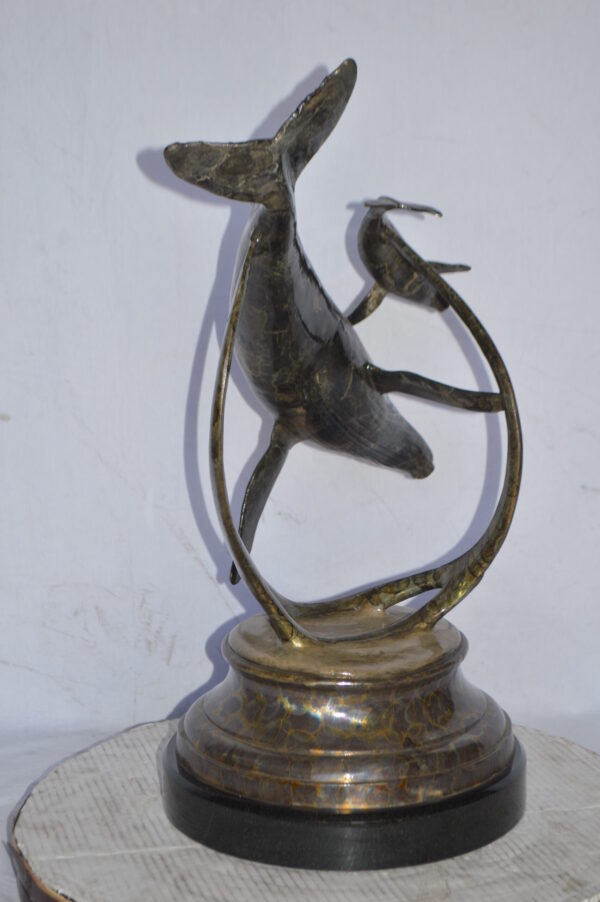 Tenderness Blue Whale Bronze Statue by J. Townsend - Size: 20"L x 14"W x 29"H. - Image 8