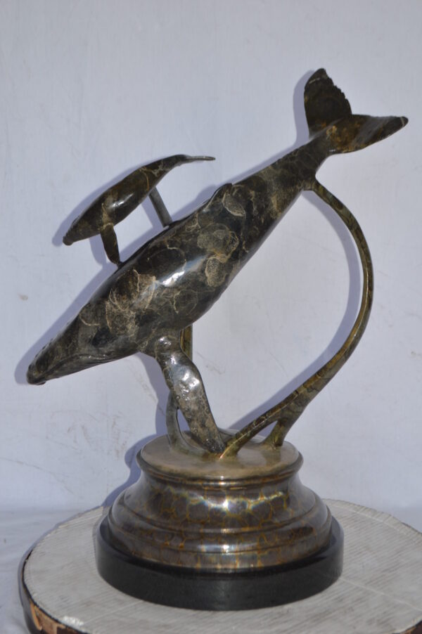 Tenderness Blue Whale Bronze Statue by J. Townsend - Size: 20"L x 14"W x 29"H. - Image 10
