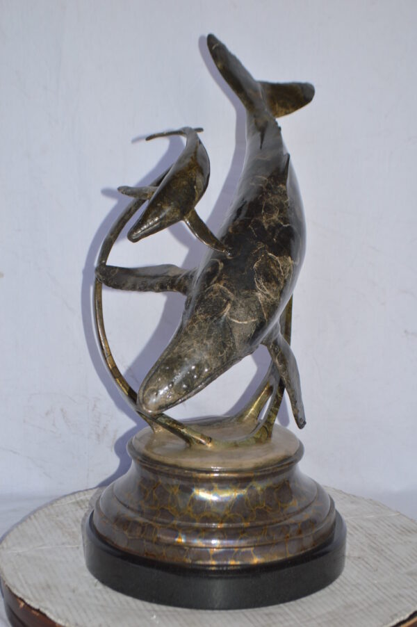 Tenderness Blue Whale Bronze Statue by J. Townsend - Size: 20"L x 14"W x 29"H. - Image 11