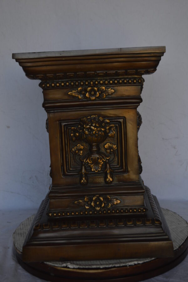 Detailed Large and Heavy Square Bronze Pedestal - Size: 18"L x 18"W x 24"H. - Image 3