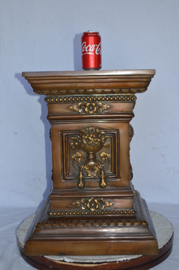 Detailed Large and Heavy Square Bronze Pedestal - Size: 18"L x 18"W x 24"H. - Image 4